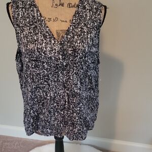 Eileen Fisher Black and White Textured Blouse